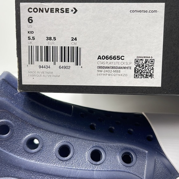 Converse Kids CTAS PLAY LITE CX SLIP OBSIDIAN/OBSIDIAN/WHITE A06665C Sne… - Picture 16 of 16